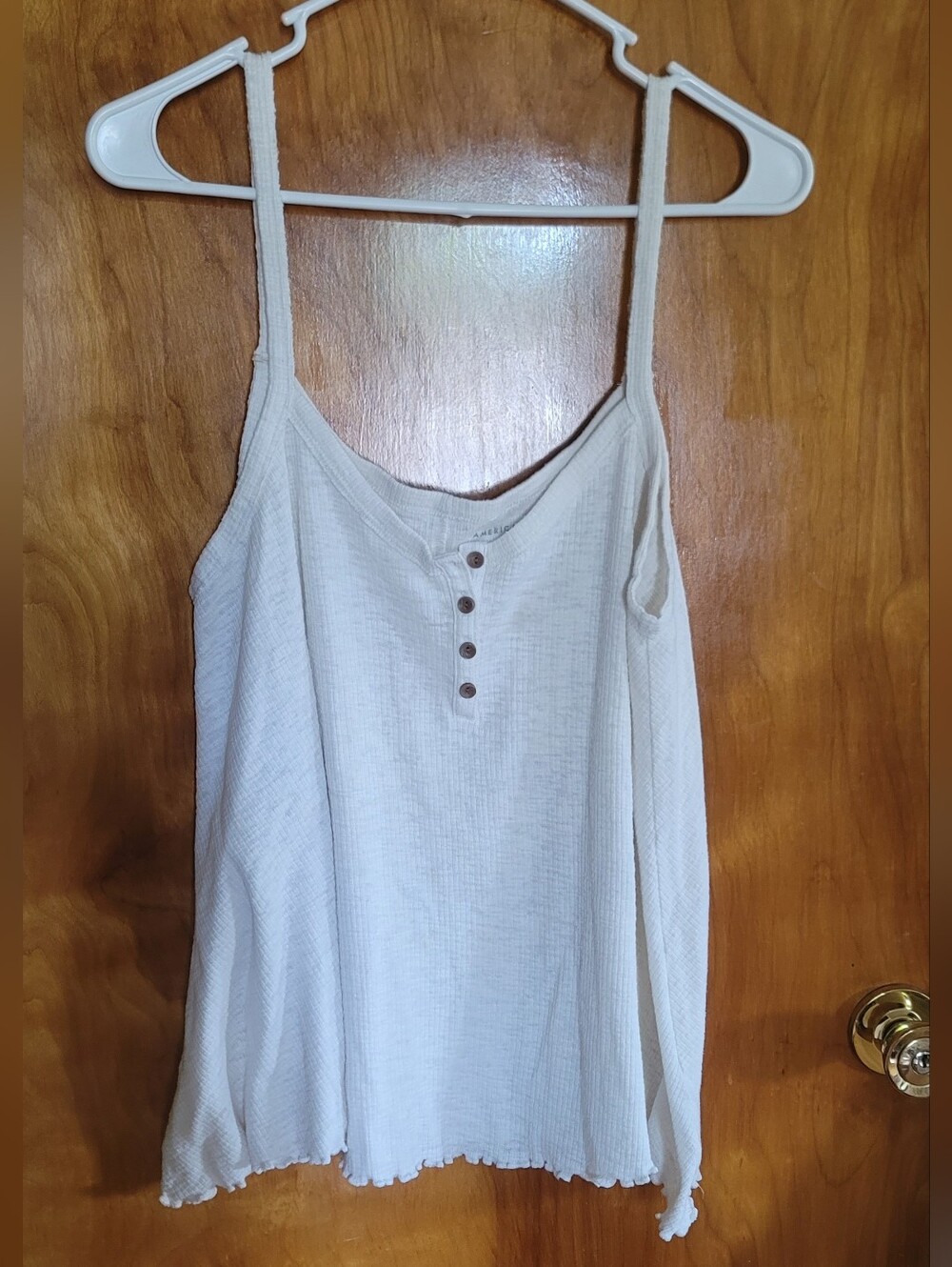 American Eagle Outfitters Cream Ribbed Button Cami